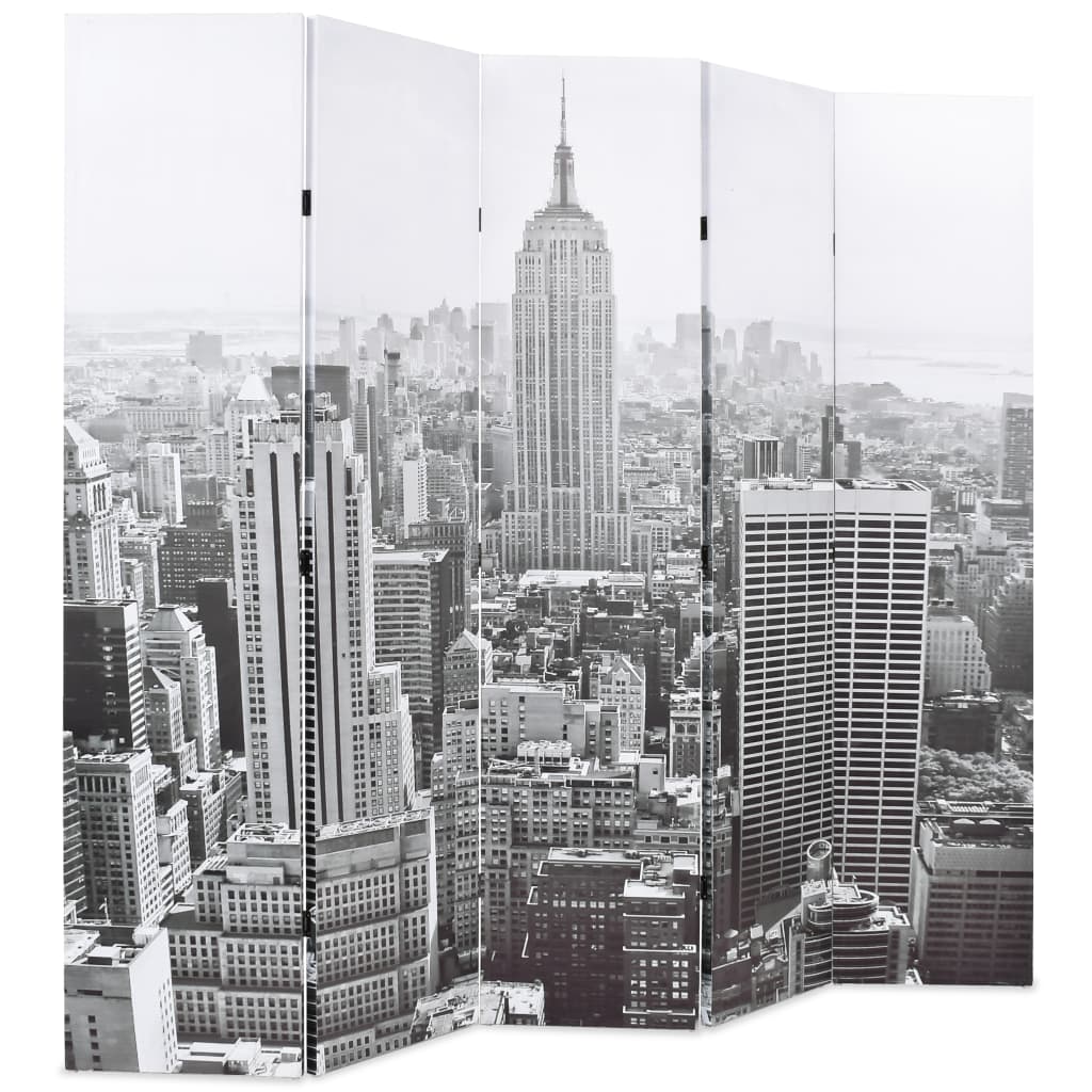 Paravento Pieghevole 200x170 cm Stampa New York Bianco e Nero - homemem39