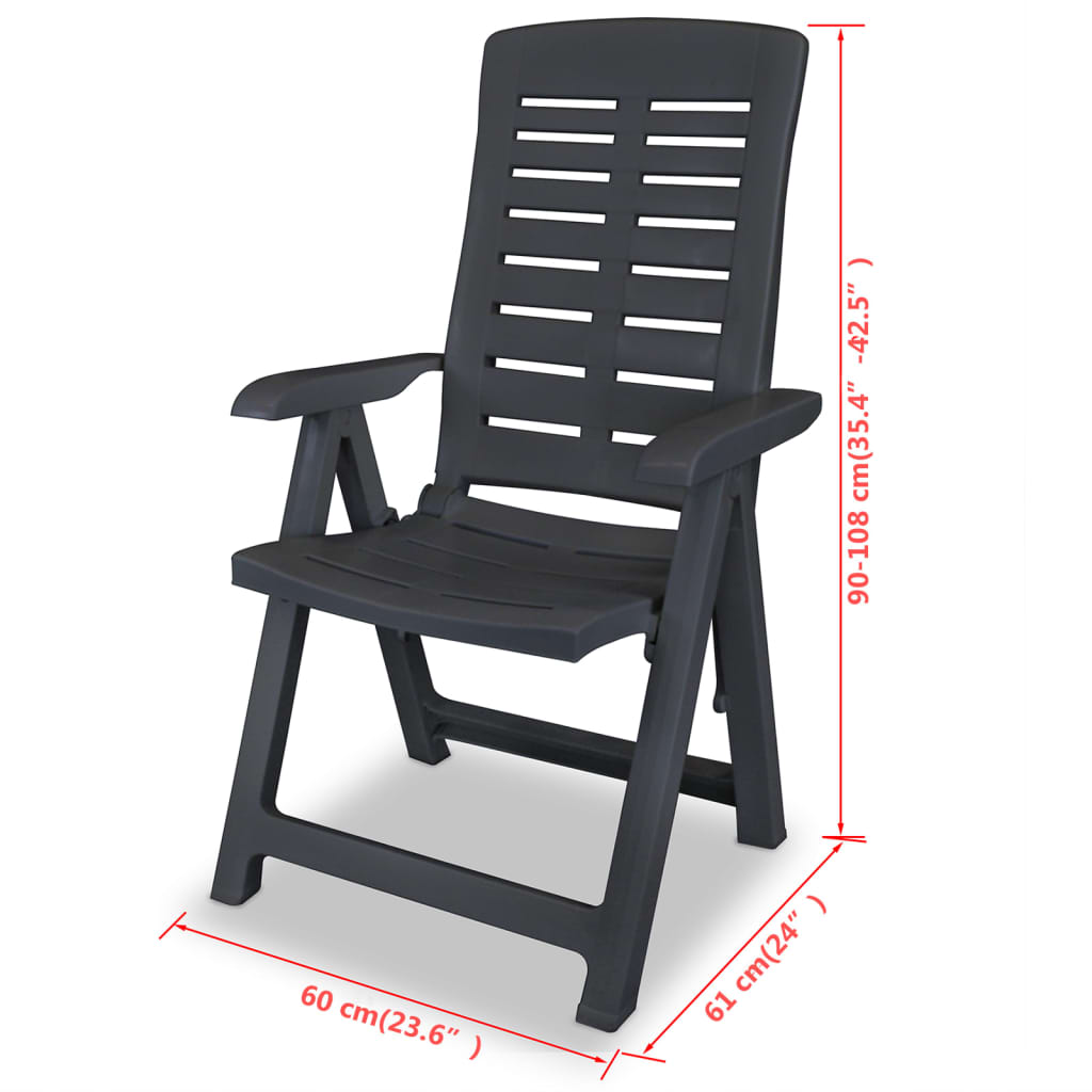 Sedie da Giardino Reclinabili 2 pz in Plastica Antracite - homemem39