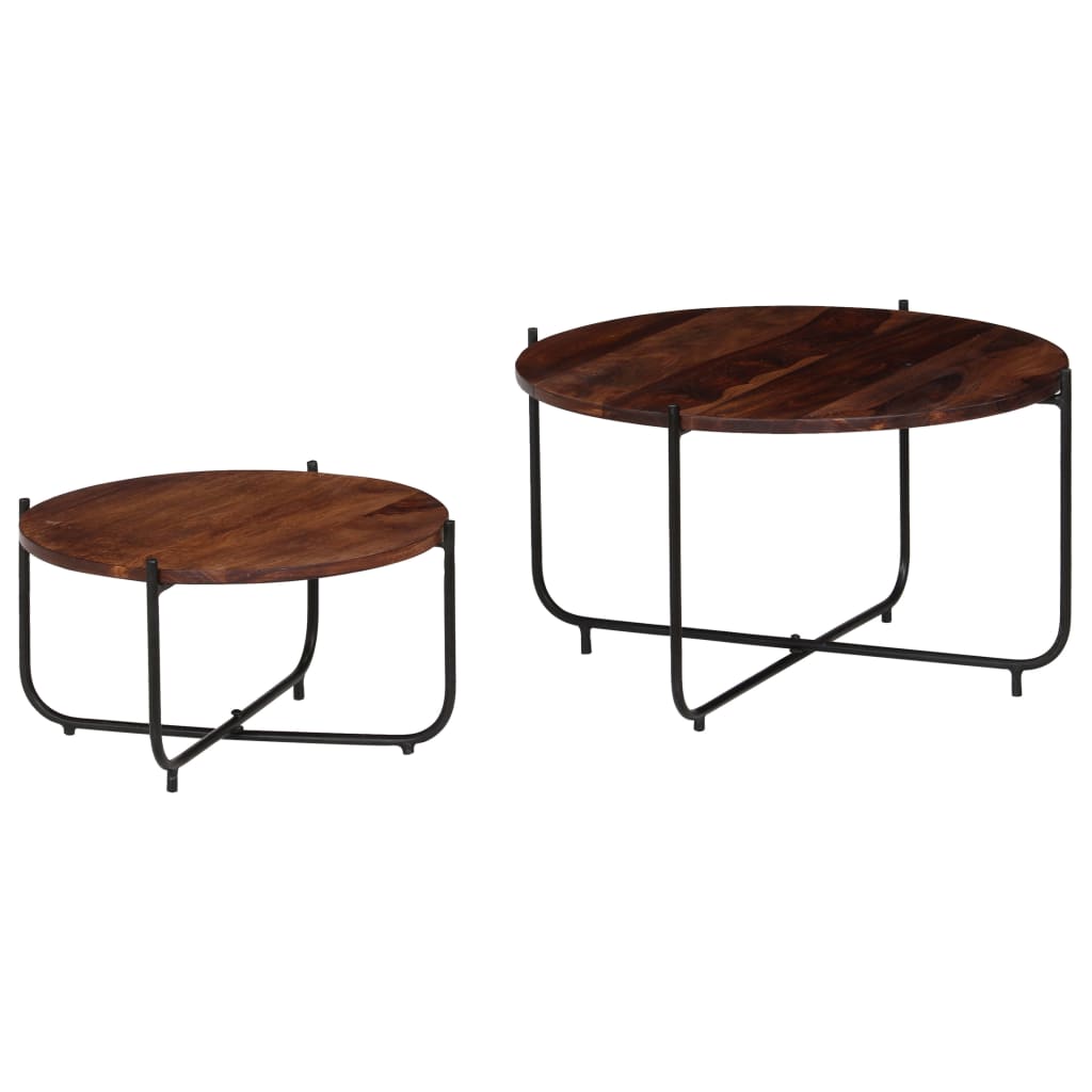 Set Tavolini da Salotto 2 pz in Massello di Acacia 60x35 cm - homemem39
