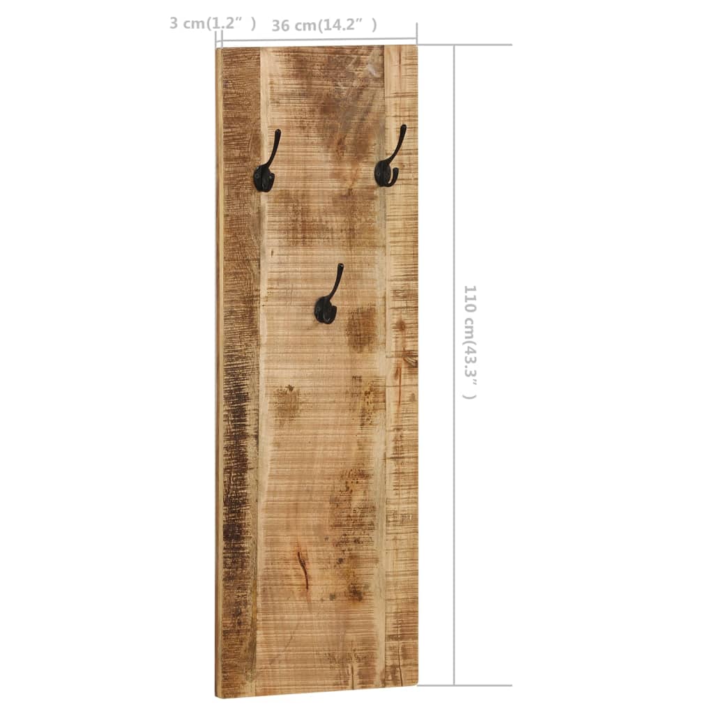 Appendiabiti a Parete 2pz in Legno Massello di Mango 36x110x3cm - homemem39