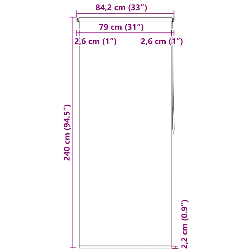 Tenda a Rullo per Doccia 80x240 cm Quadrati - homemem39