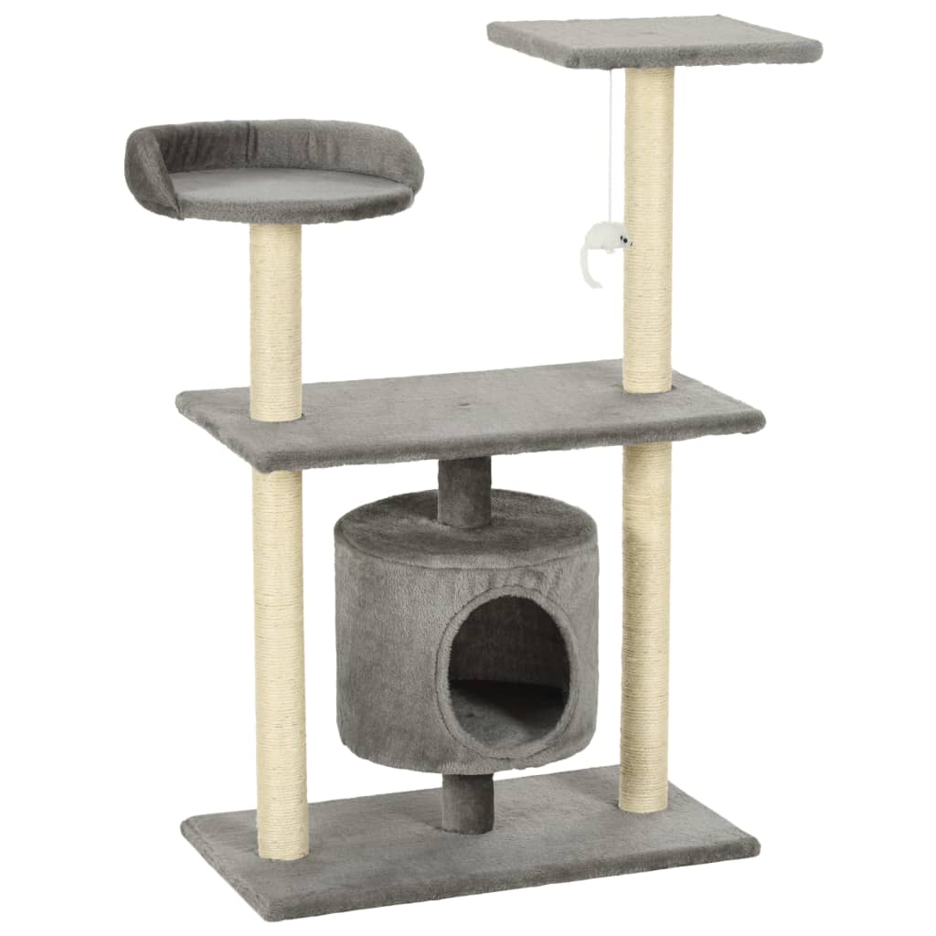 Albero per Gatti con Tiragraffi in Sisal 95 cm Grigio - homemem39