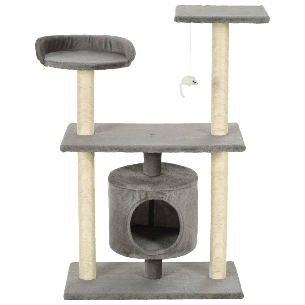 Albero per Gatti con Tiragraffi in Sisal 95 cm Grigio - homemem39