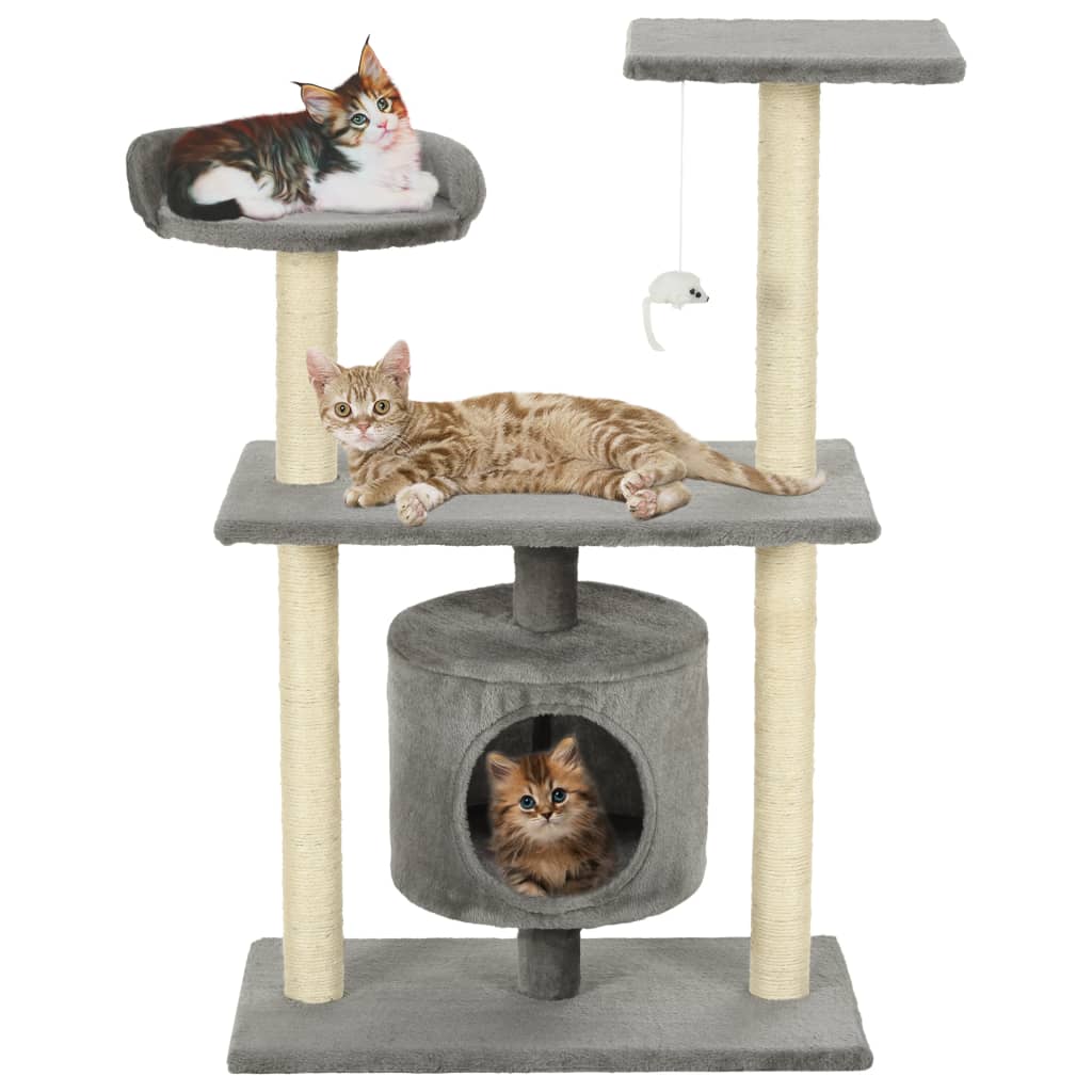 Albero per Gatti con Tiragraffi in Sisal 95 cm Grigio - homemem39