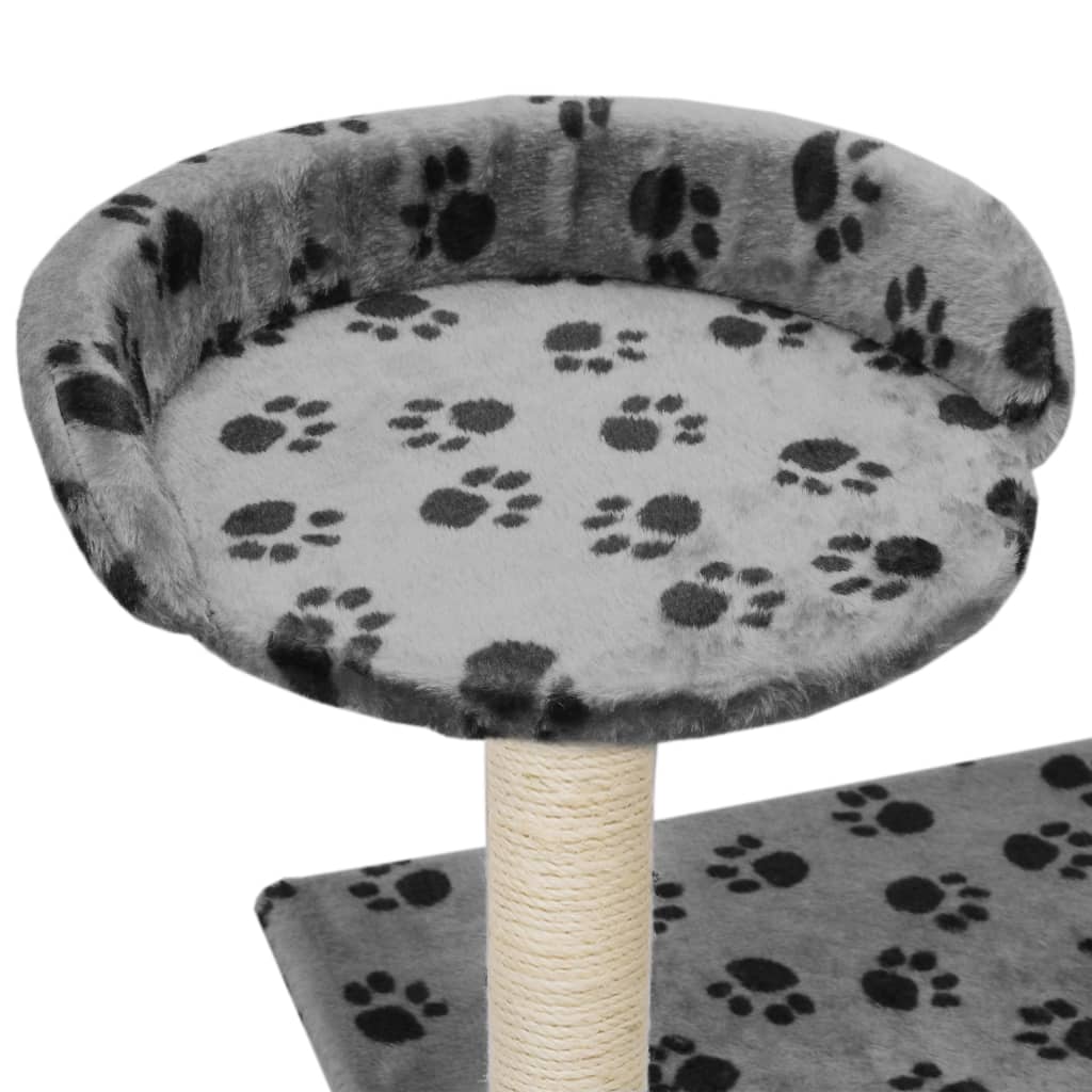 Albero per Gatti e Tiragraffi Sisal 95 cm Zampe Stampate Grigio - homemem39