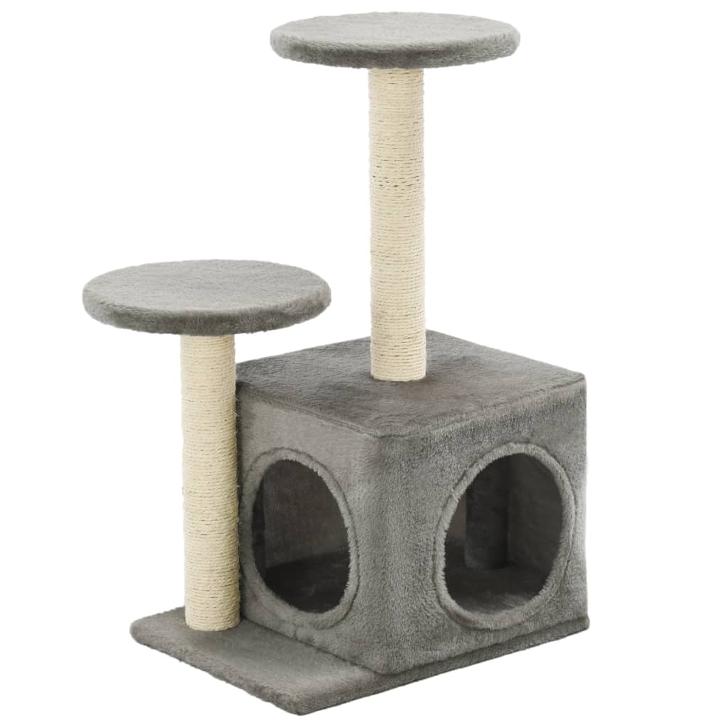 Albero per Gatti con Pali Tiragraffi in Sisal 60 cm Grigio - homemem39