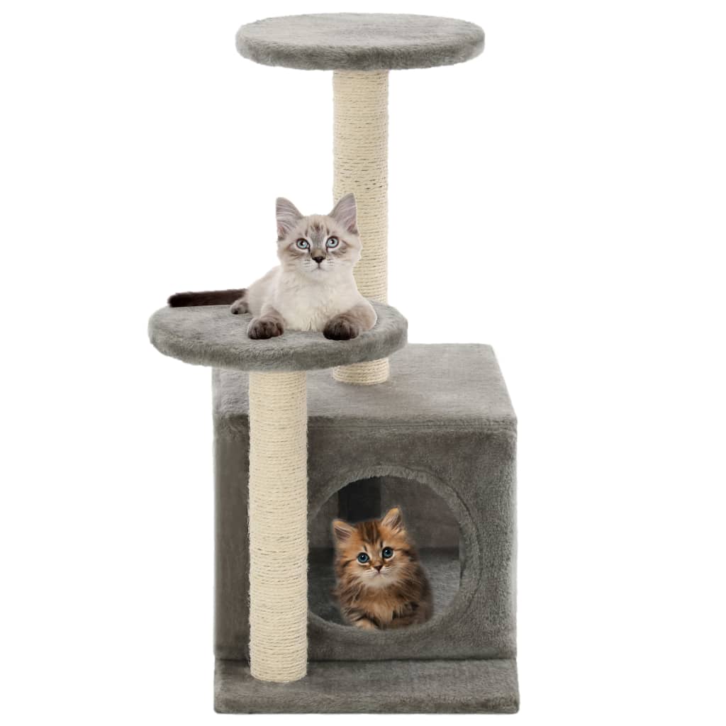 Albero per Gatti con Pali Tiragraffi in Sisal 60 cm Grigio - homemem39