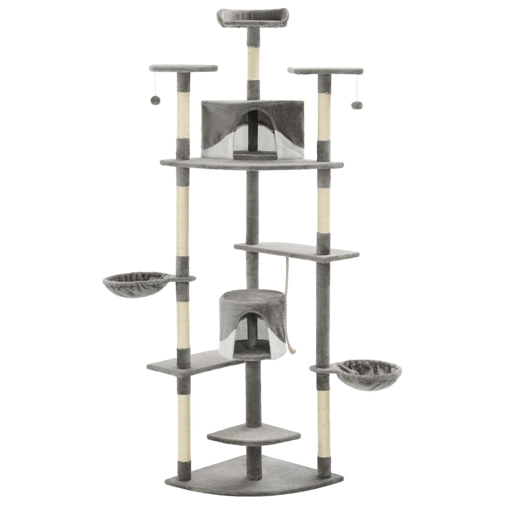 Albero per Gatti e Tiragraffi in Sisal 203 cm Grigio e Bianco - homemem39