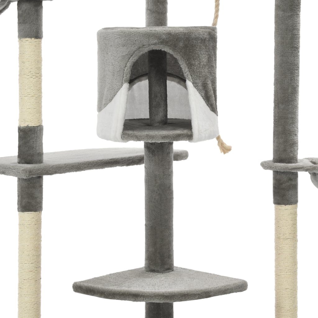 Albero per Gatti e Tiragraffi in Sisal 203 cm Grigio e Bianco - homemem39