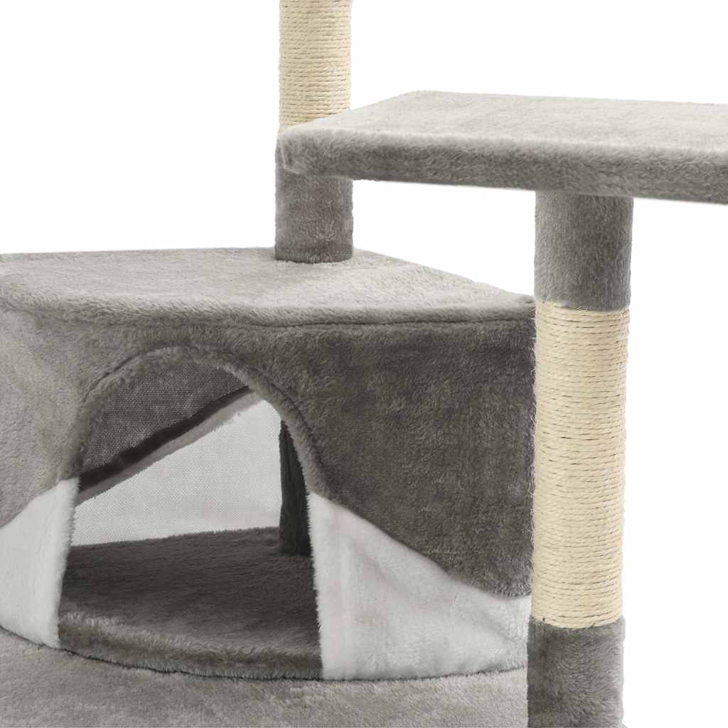 Albero per Gatti e Tiragraffi in Sisal 203 cm Grigio e Bianco | homemem39