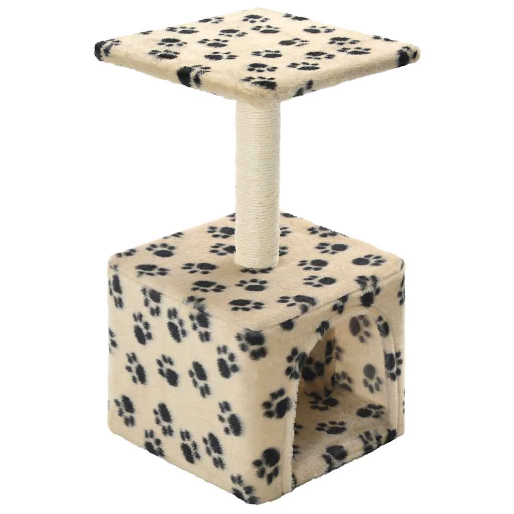Albero per Gatti e Tiragraffi Sisal 55 cm Zampe Stampate Beige - homemem39
