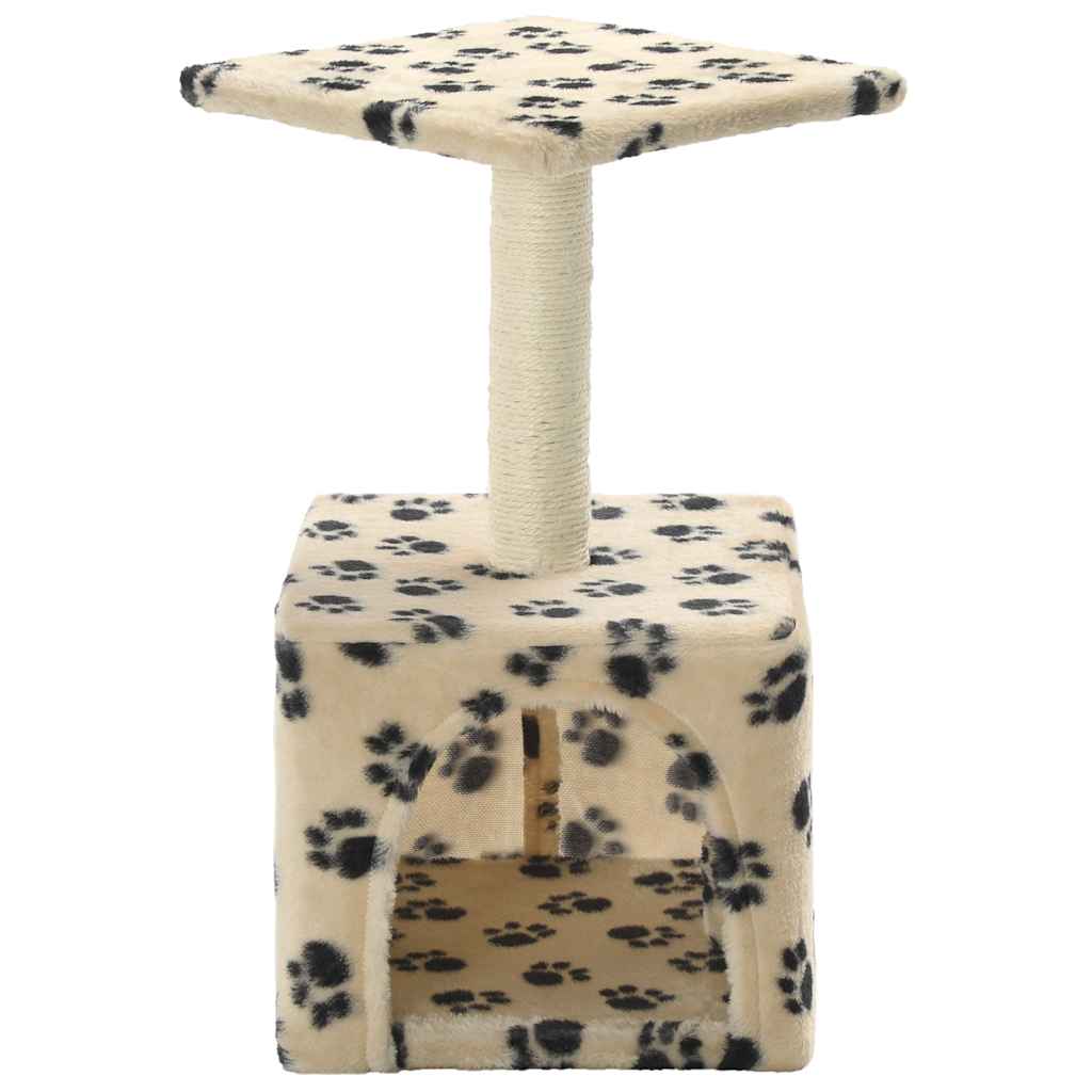Albero per Gatti e Tiragraffi Sisal 55 cm Zampe Stampate Beige - homemem39