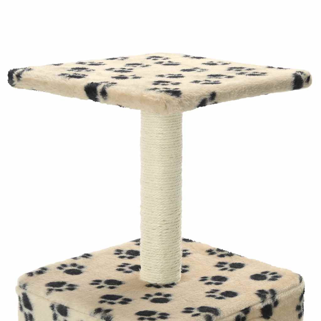 Albero per Gatti e Tiragraffi Sisal 55 cm Zampe Stampate Beige - homemem39