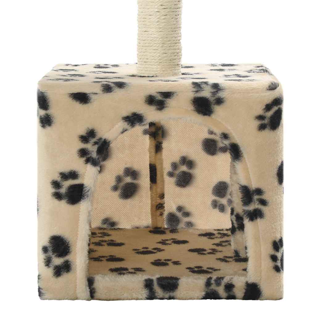 Albero per Gatti e Tiragraffi Sisal 55 cm Zampe Stampate Beige - homemem39