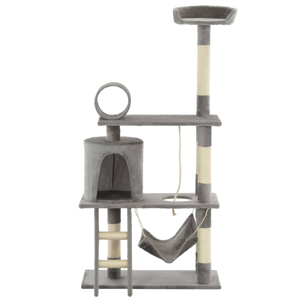 Albero per Gatti con Tiragraffi in Sisal 140 cm Grigio - homemem39