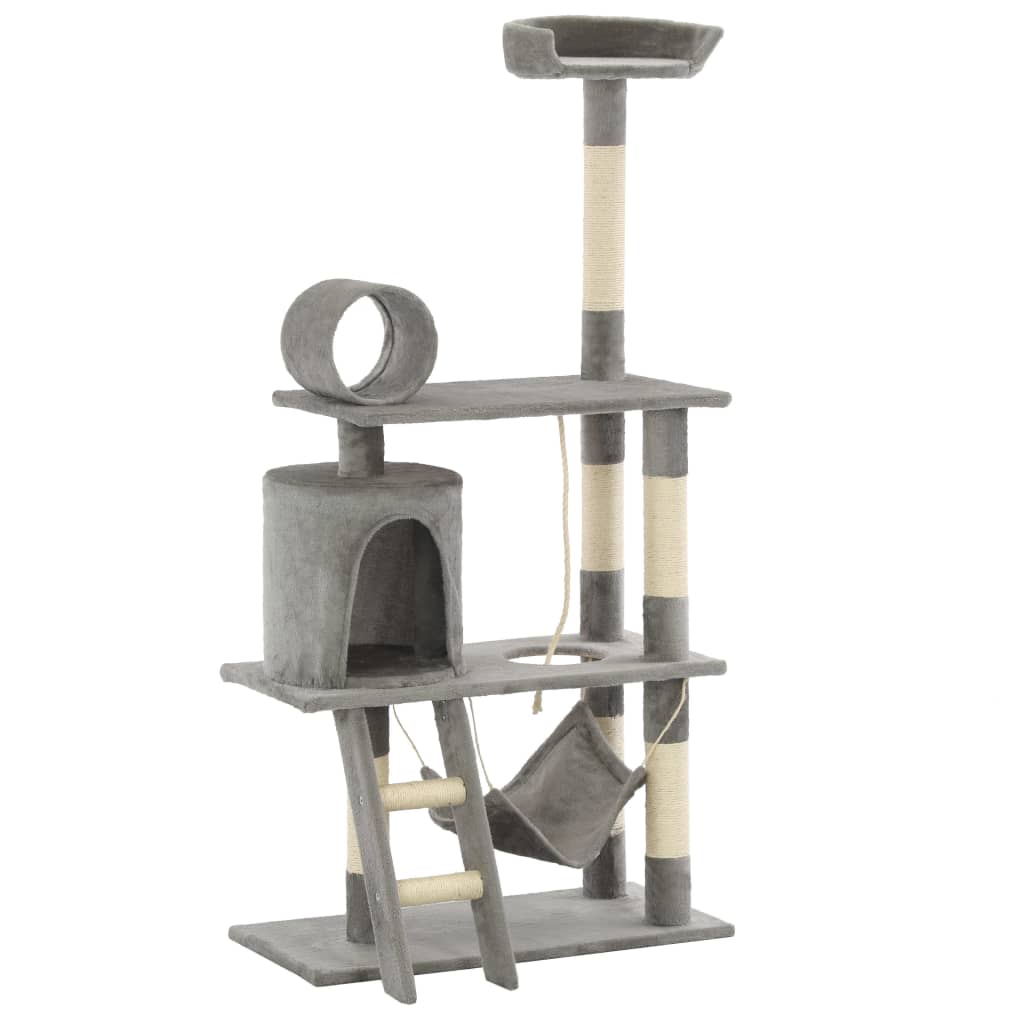 Albero per Gatti con Tiragraffi in Sisal 140 cm Grigio - homemem39