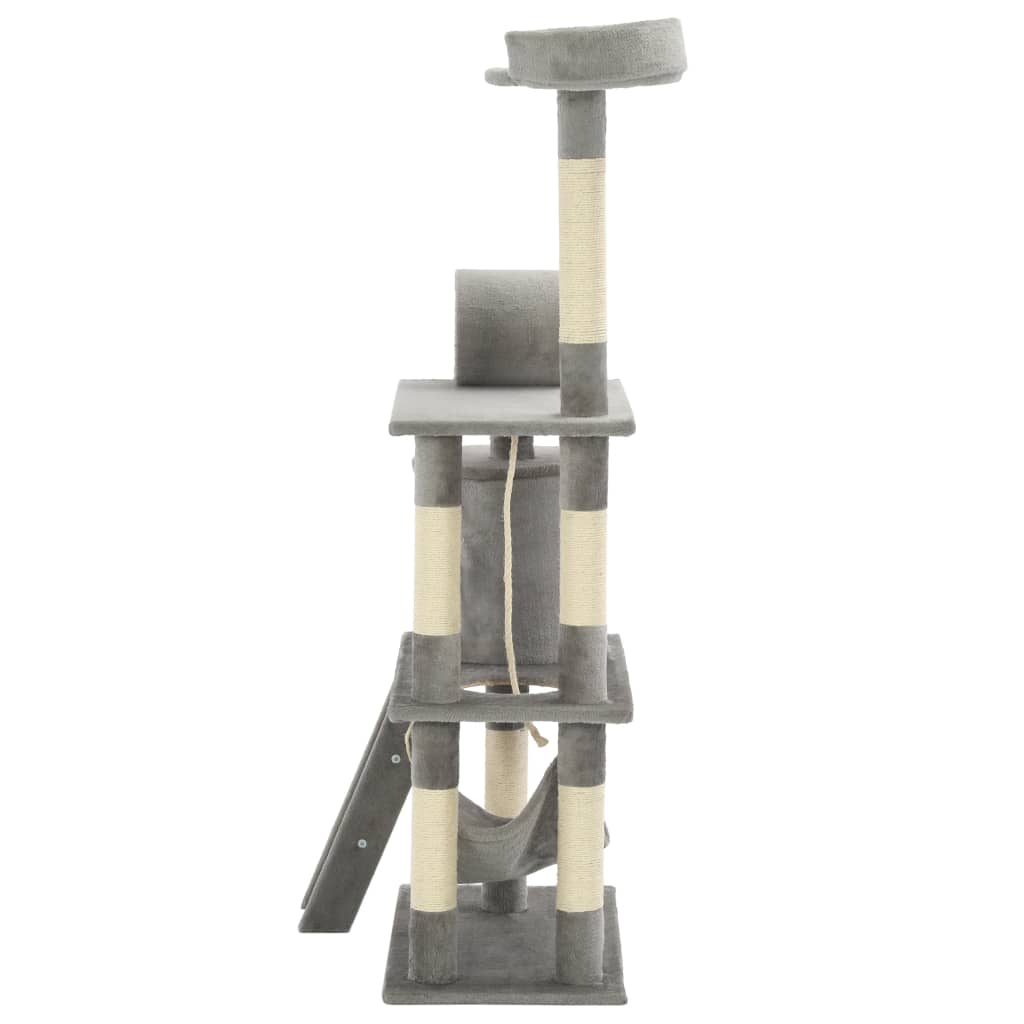 Albero per Gatti con Tiragraffi in Sisal 140 cm Grigio - homemem39
