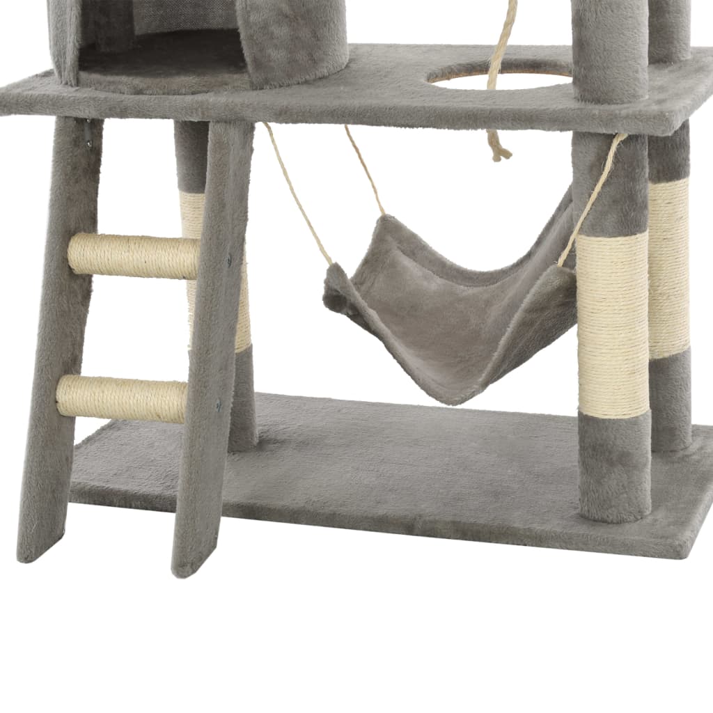 Albero per Gatti con Tiragraffi in Sisal 140 cm Grigio - homemem39