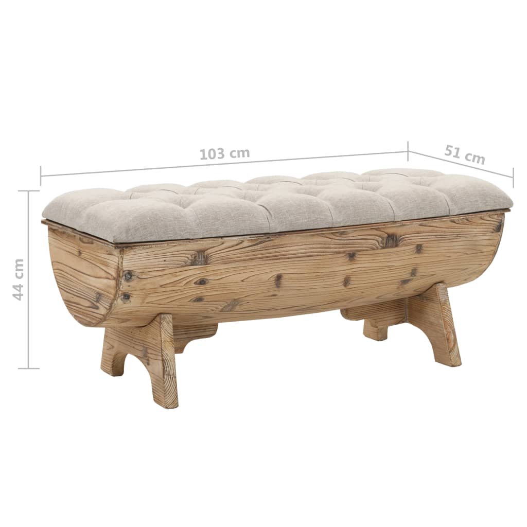 Cassapanca in Legno Massello e Tessuto 103x51x44 cm - homemem39