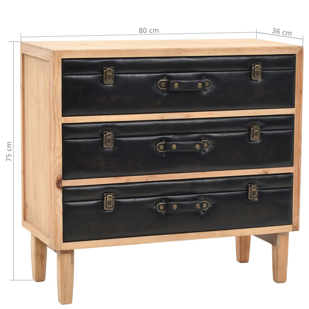 Cassettiera in Legno Massello di Abete 80x36x75 cm - homemem39