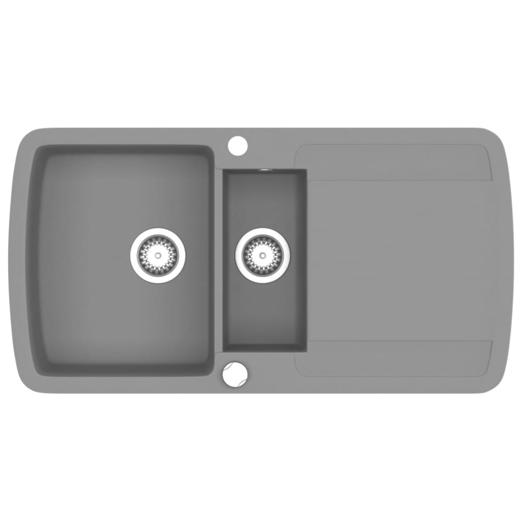 Lavello da Cucina in Granito Vasca Doppia Grigio