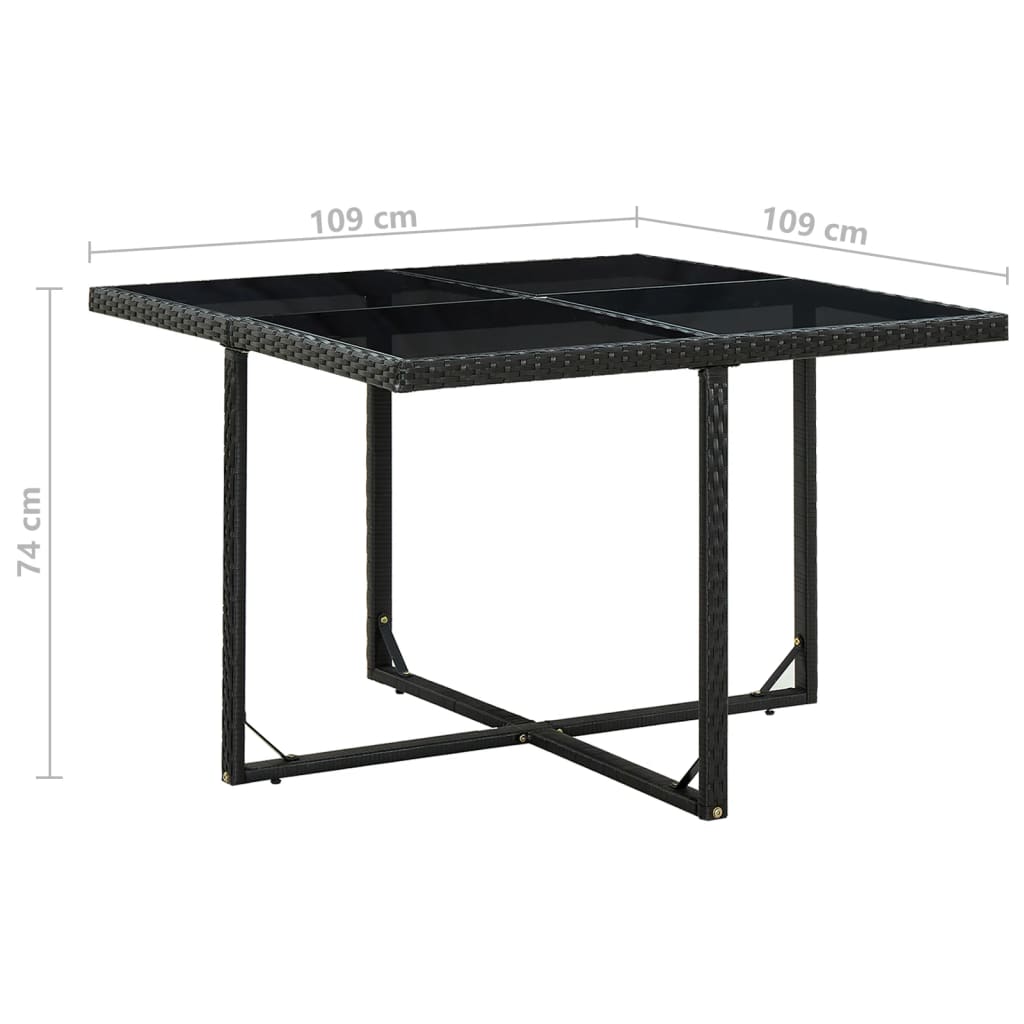 Set da Pranzo da Giardino 5 pz con Cuscini in Polyrattan Nero | homemem39