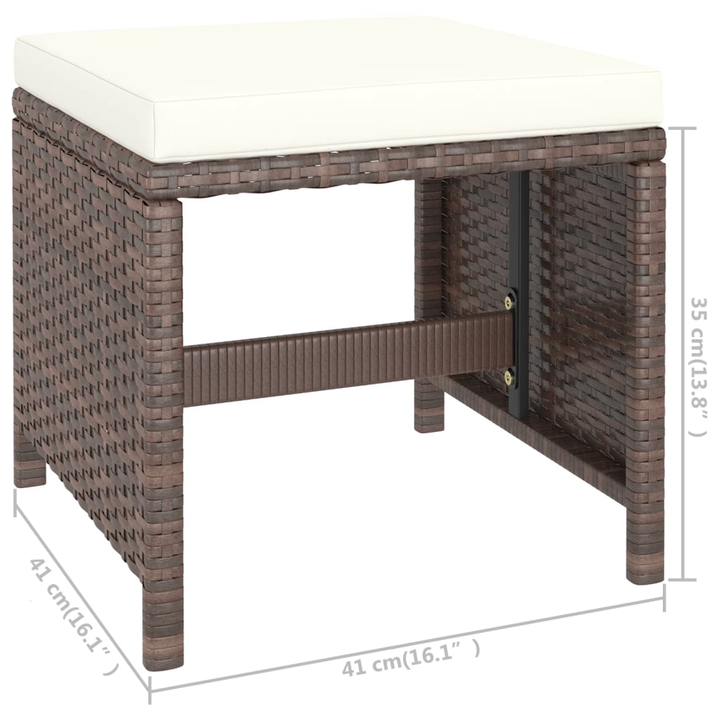 Set da Pranzo da Giardino 6 pz con Cuscini Polyrattan Marrone | homemem39