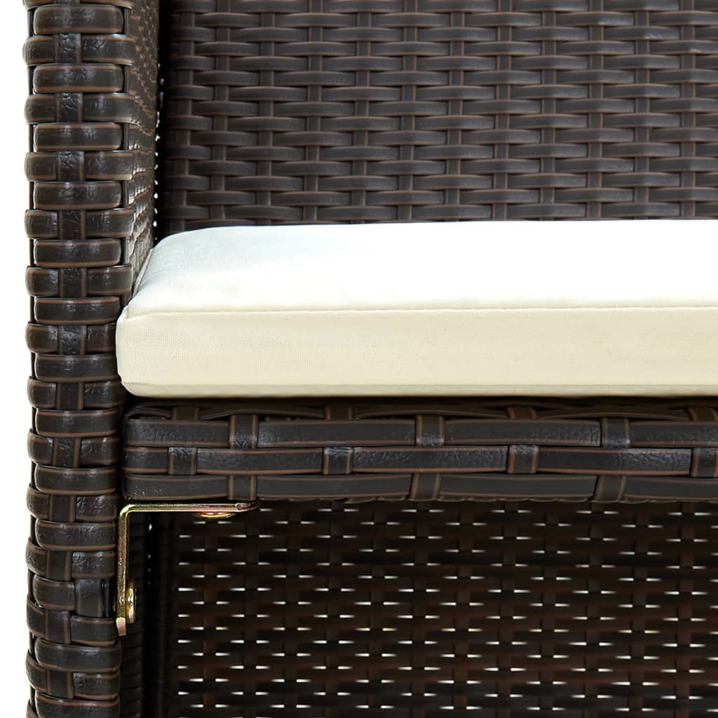 Divano da Giardino a 2 Posti con Cuscini Marrone in Polyrattan - homemem39