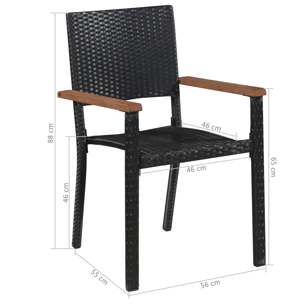 Set da Pranzo da Giardino 9 pz in Polyrattan e Acacia Nero | homemem39
