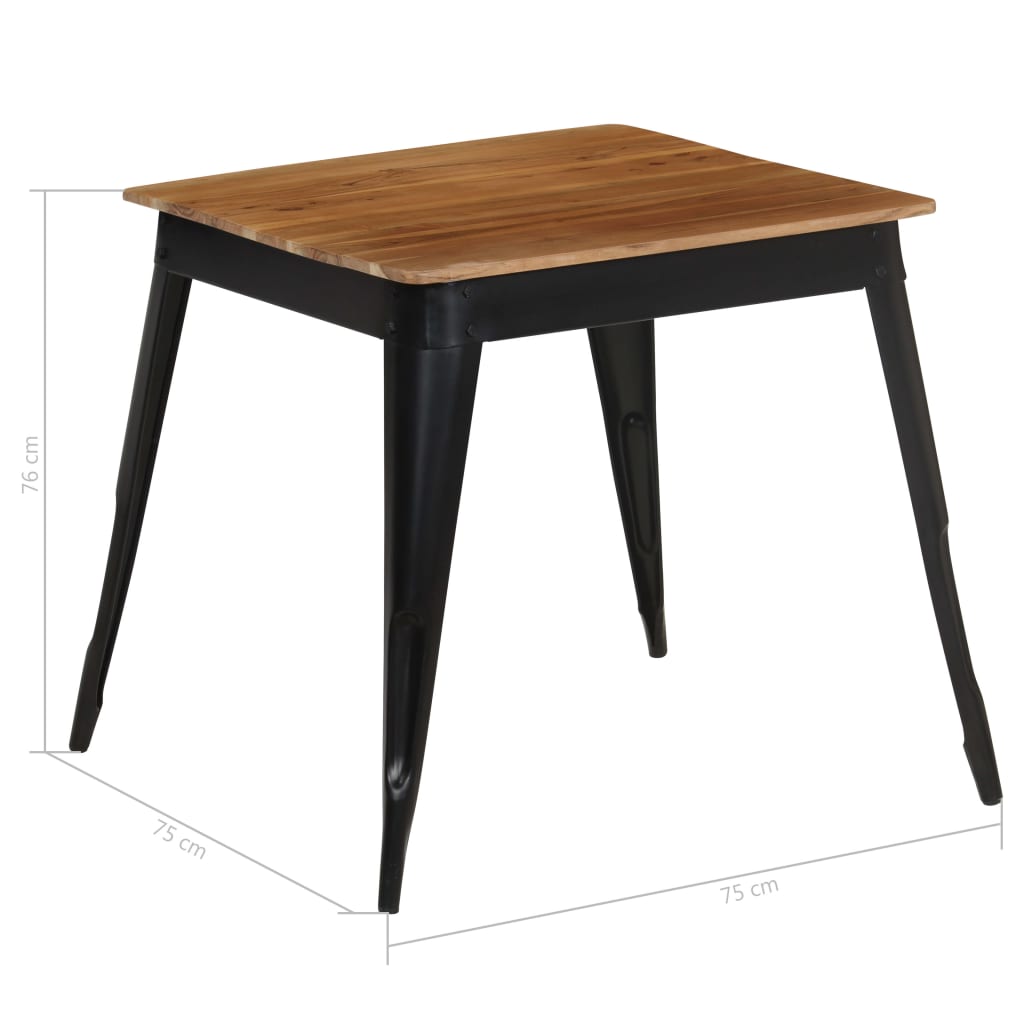 Tavolo da Pranzo in Massello d'Acacia e Acciaio 75x75x76 cm - homemem39