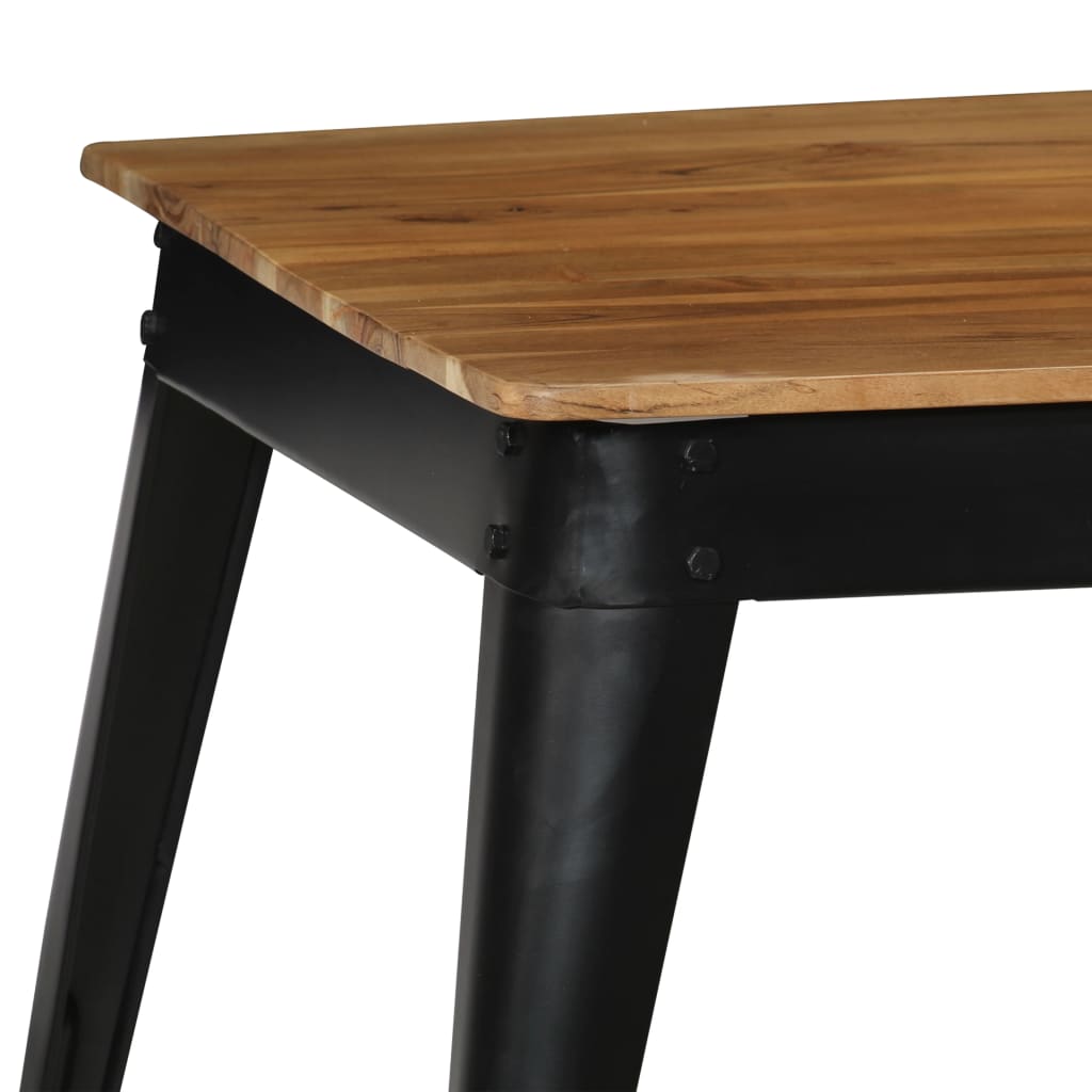 Tavolo da Pranzo in Massello d'Acacia e Acciaio 75x75x76 cm - homemem39