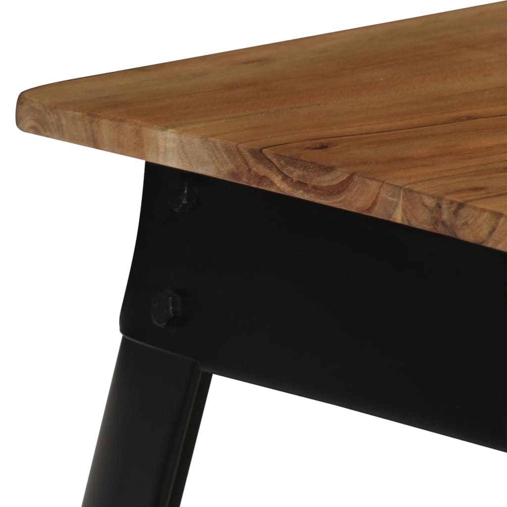 Tavolo da Pranzo in Massello d'Acacia e Acciaio 75x75x76 cm - homemem39