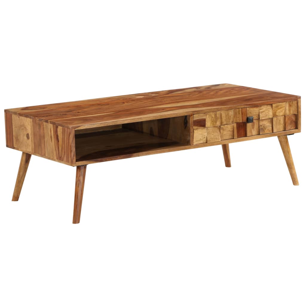 Tavolino da Caffè Legno Massello con Finitura Ambra 110x50x37cm - homemem39