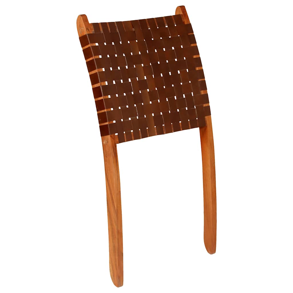 Sedia Pieghevole a Strisce Incrociate Marrone in Vera Pelle | homemem39