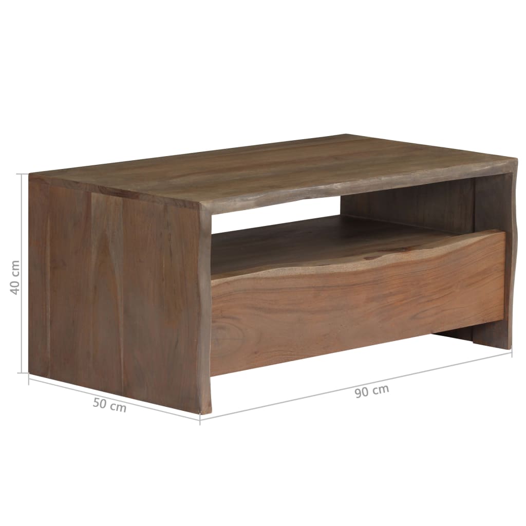 Tavolino da Caffè in Legno Massello di Acacia 90x50x40cm Grigio | homemem39