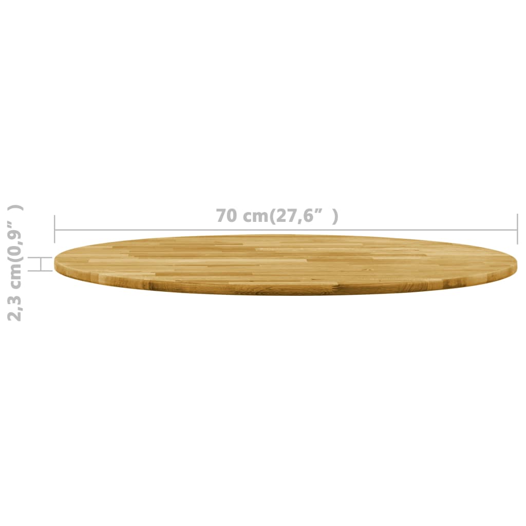 Piano del Tavolo Legno Massello di Rovere Circolare 23mm 700mm - homemem39