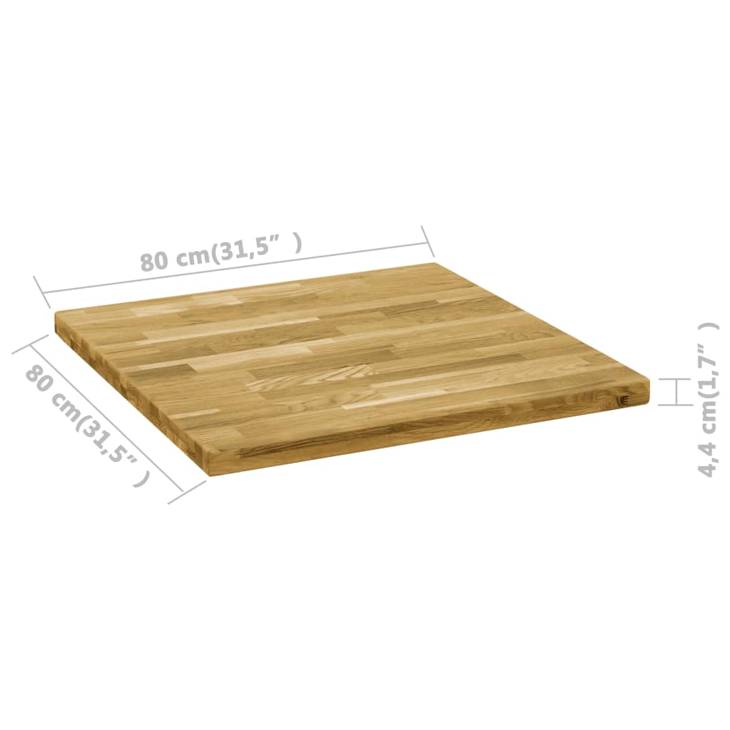 Piano del Tavolo Legno Massello di Rovere Quadrato 44mm 80x80cm - homemem39