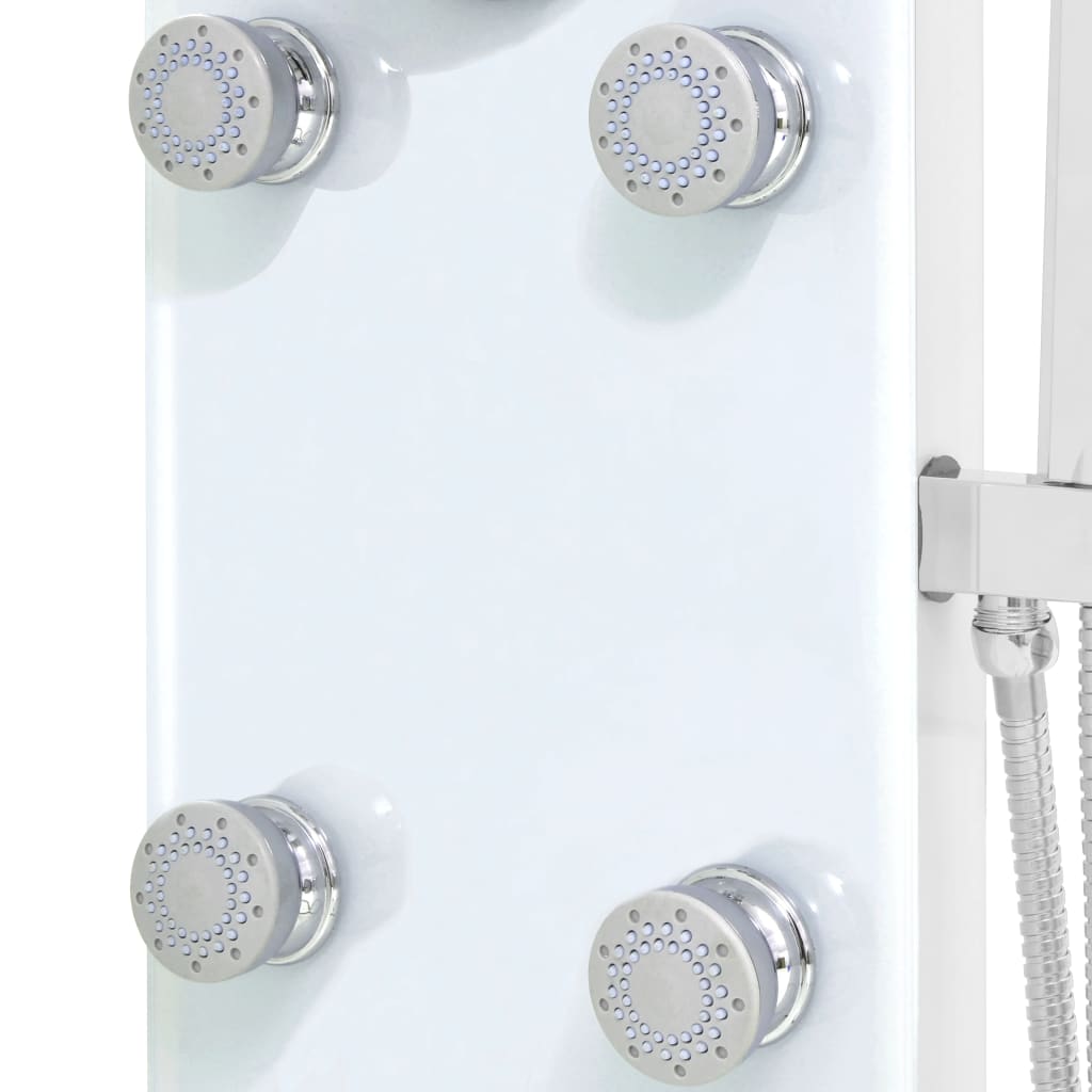 Pannello Doccia in Vetro 25x44,6x130 cm Bianco - homemem39