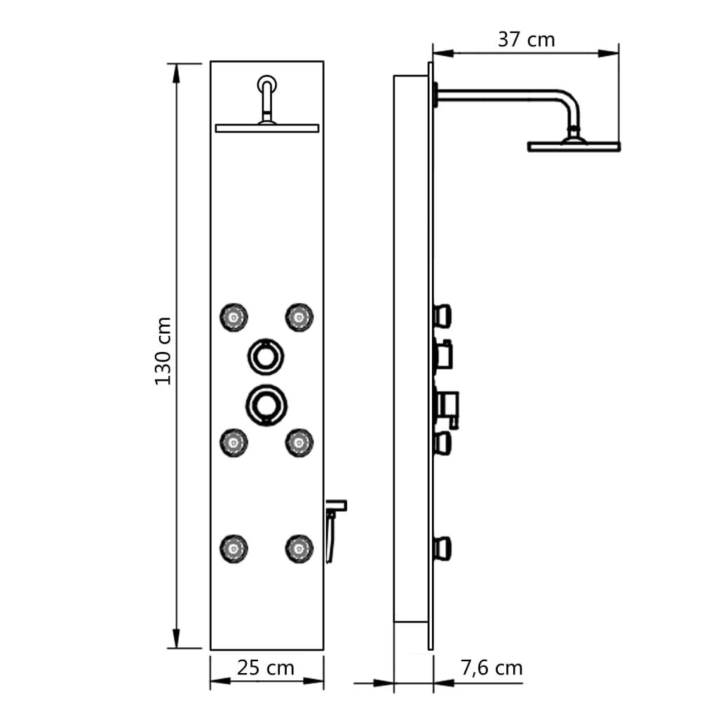 Pannello Doccia in Vetro 25x44,6x130 cm Bianco - homemem39