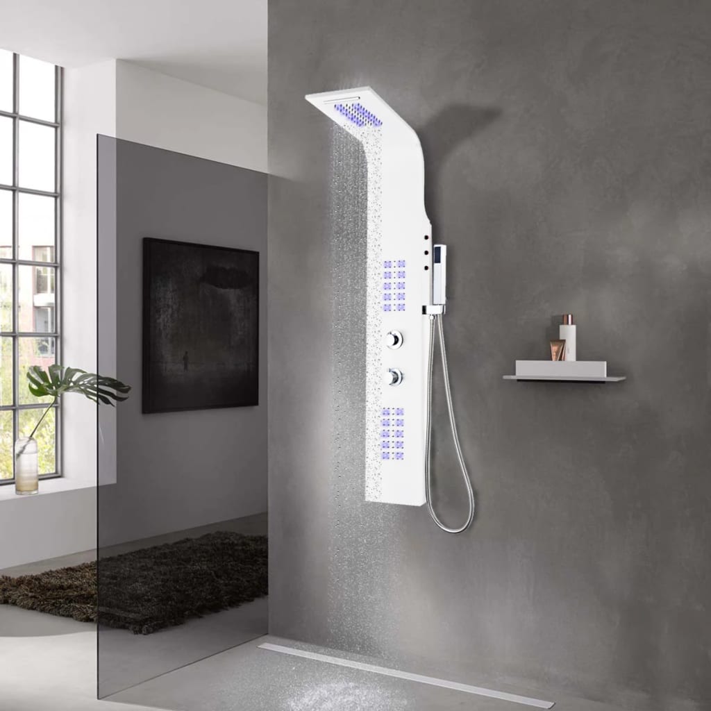 Pannello Doccia in Alluminio 20x44x130 cm Bianco - homemem39