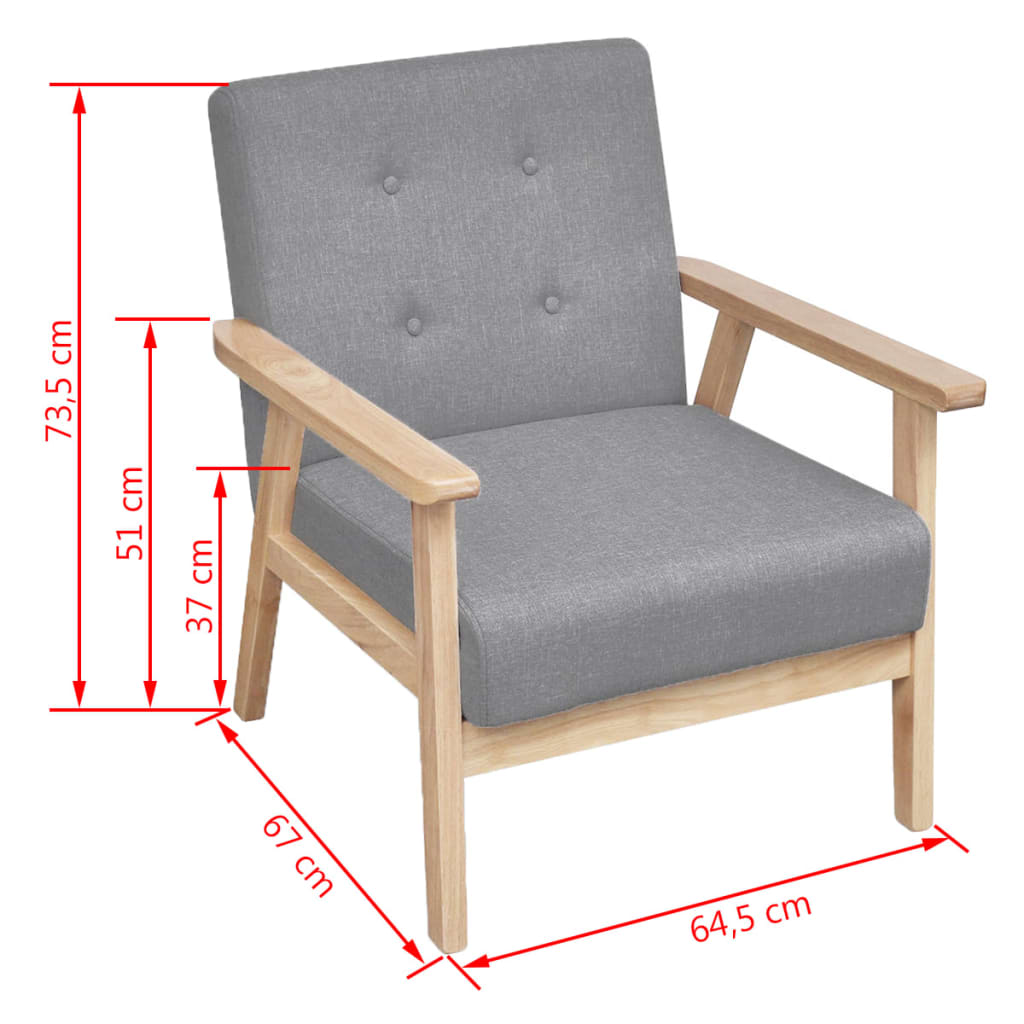 Set di Divani 2 pz in Tessuto Grigio Chiaro | homemem39