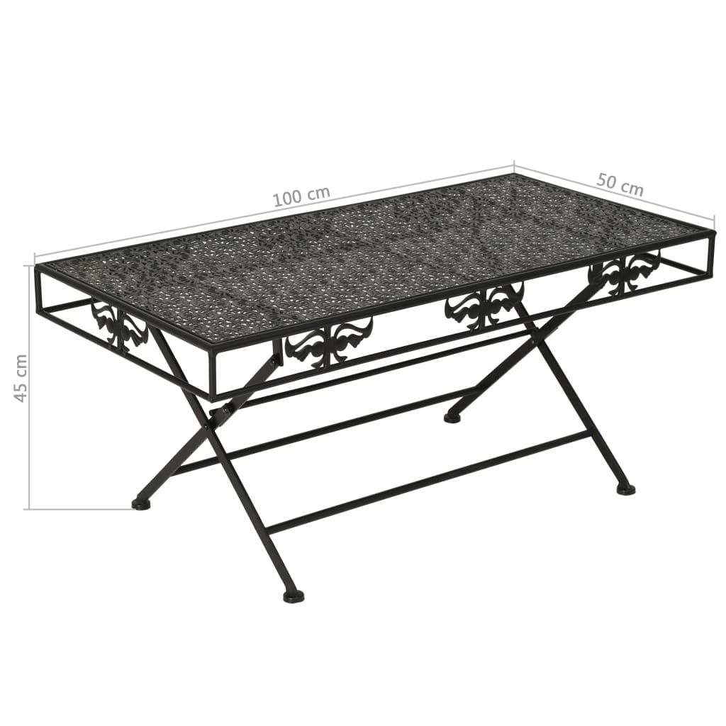 Tavolino da Salotto Pieghevole Vintage Metallo 100x50x45cm Nero | homemem39