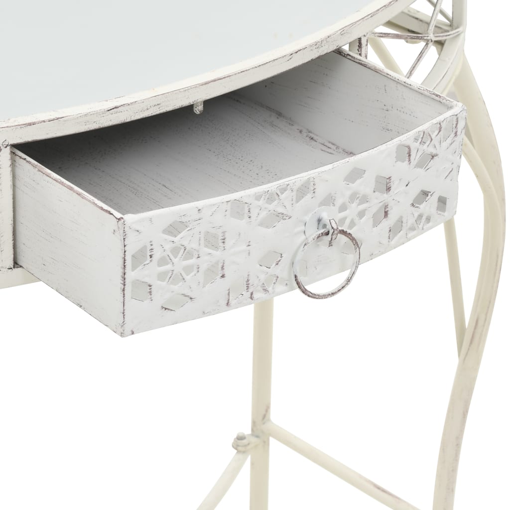 Tavolino Laterale in Stile Francese in Metallo 82x39x76 Bianco - homemem39
