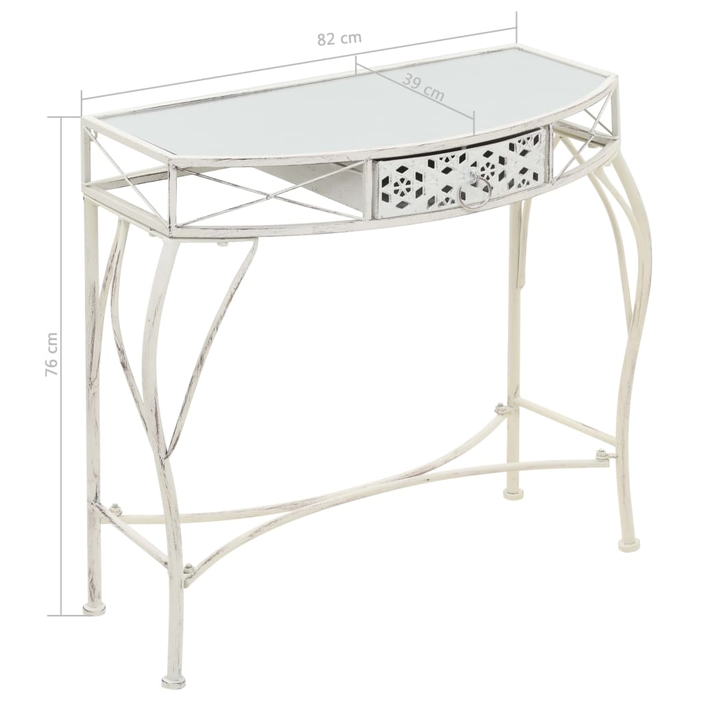 Tavolino Laterale in Stile Francese in Metallo 82x39x76 Bianco - homemem39