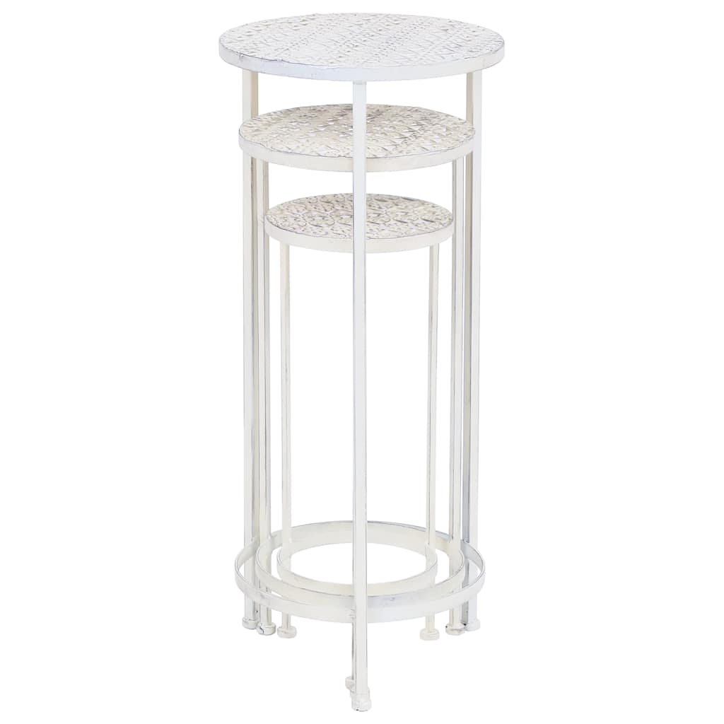 Set Piedistalli per Piante 3 pz Vintage Effetto Bianco Anticato - homemem39
