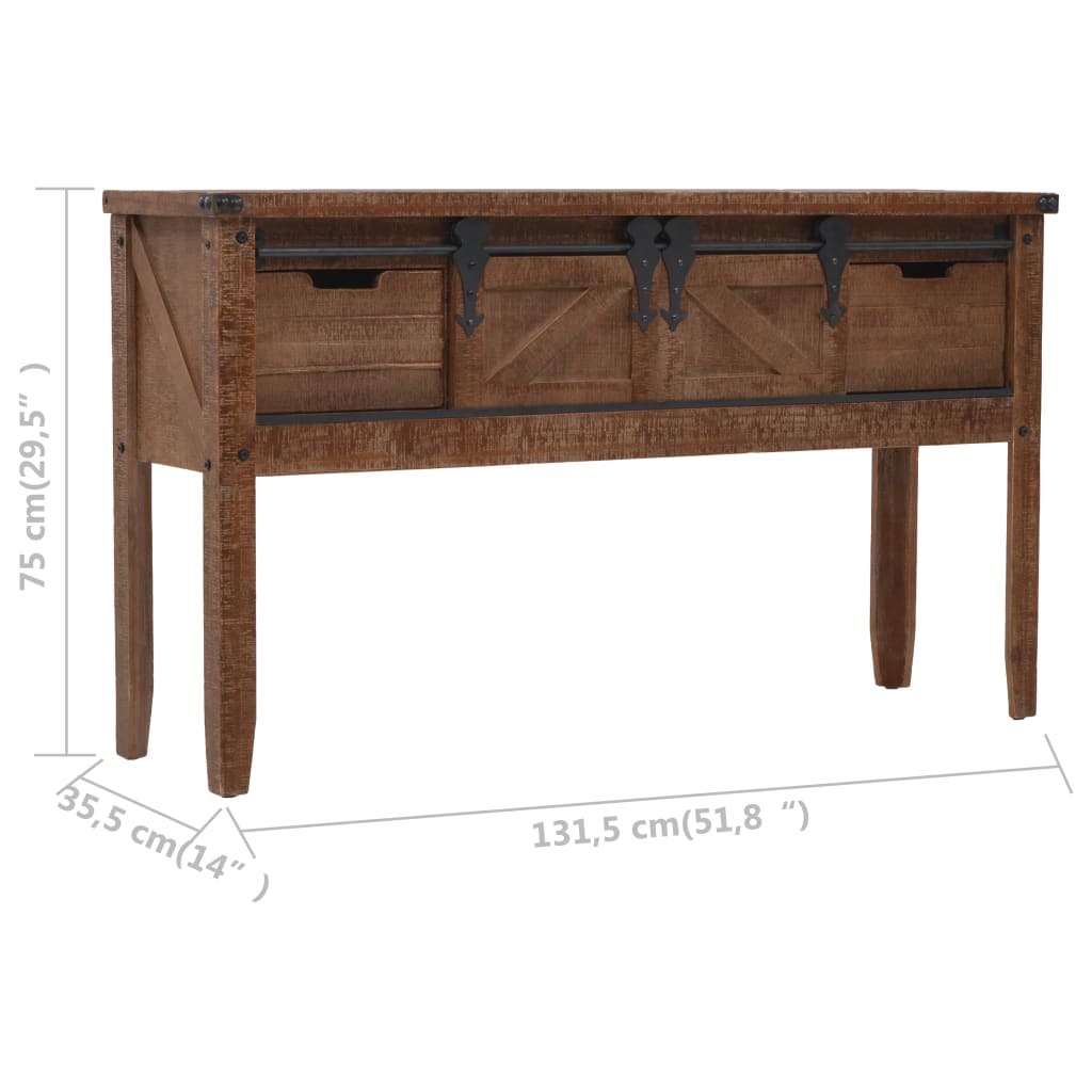 Tavolo Consolle in Massello di Abete 131x35,5x75cm Marrone | homemem39