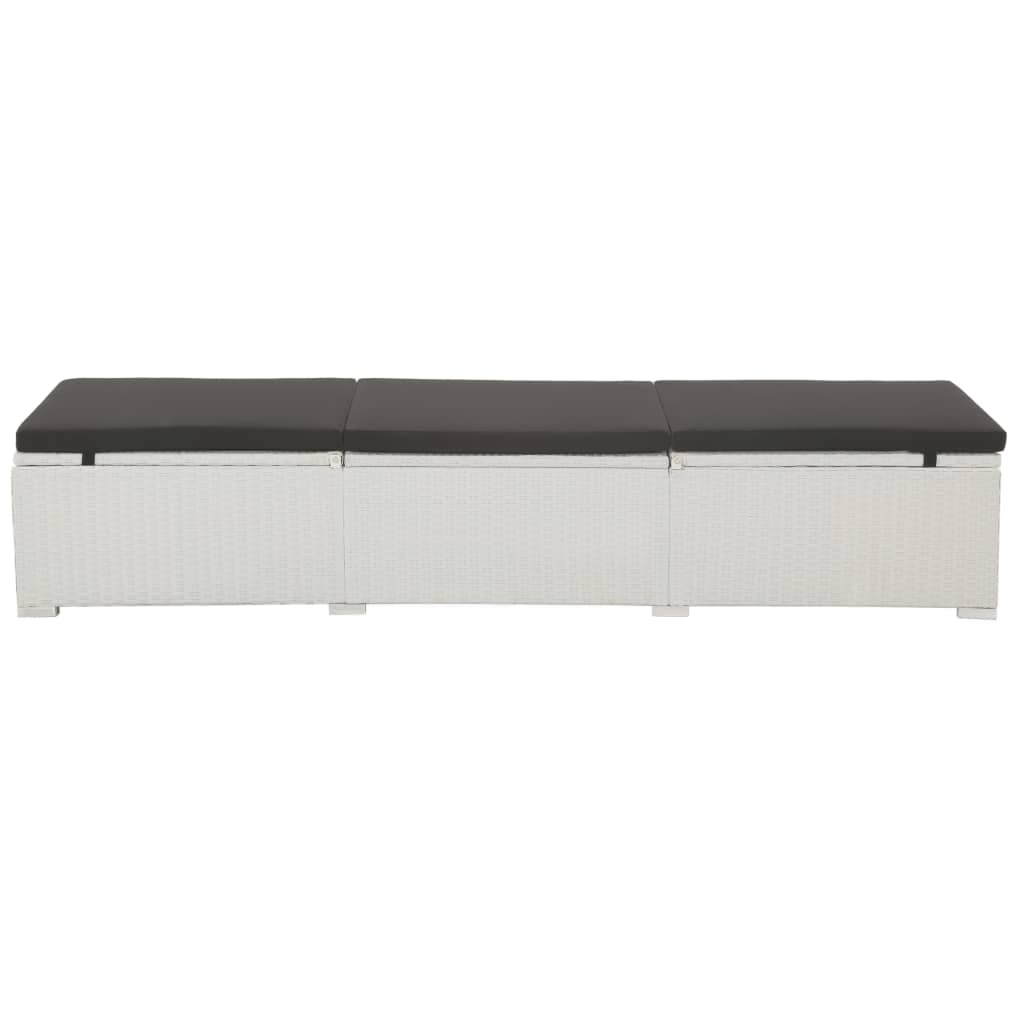 Lettino Prendisole con Cuscino in Polyrattan Bianco - homemem39