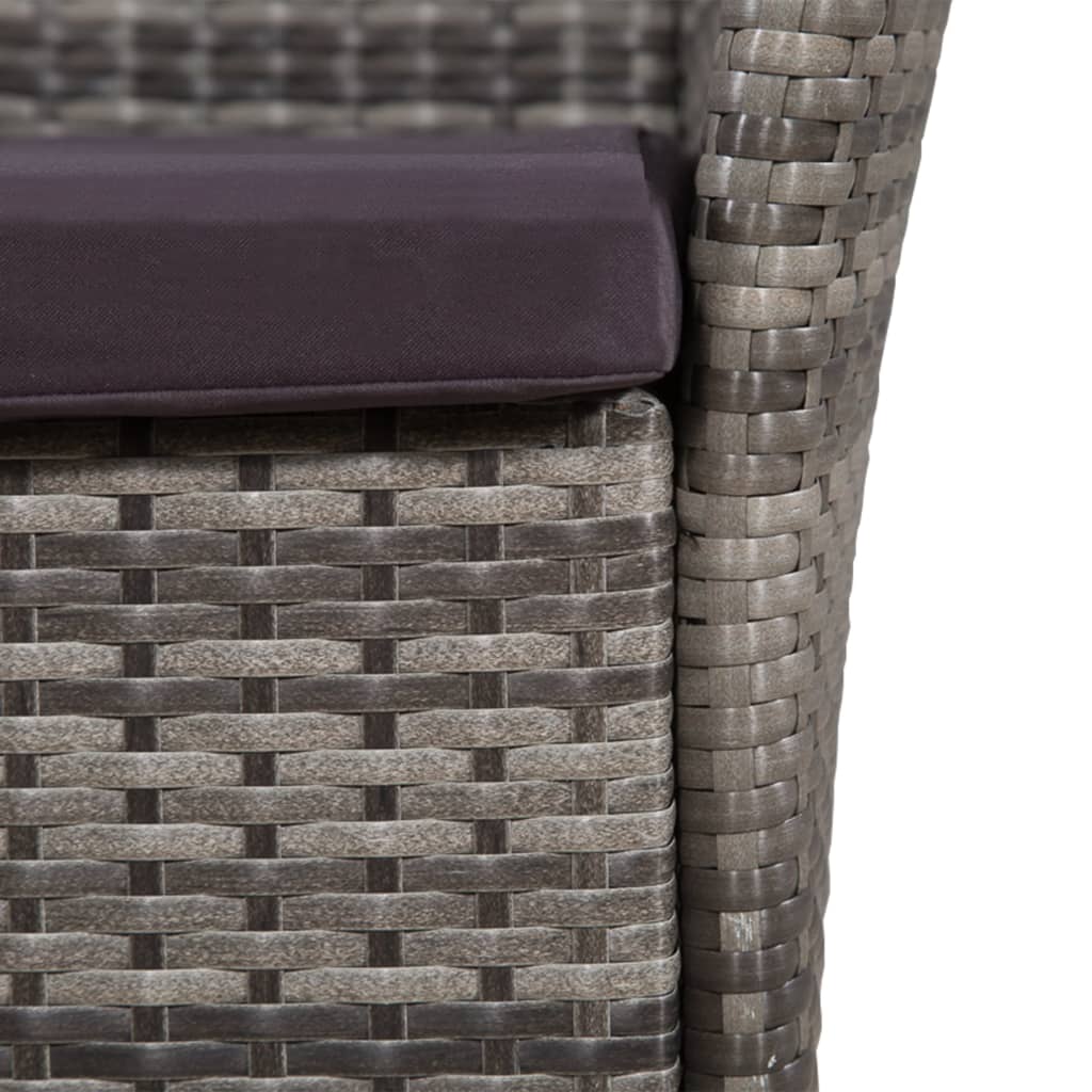 Set da Pranzo da Giardino 5 pz con Cuscini in Polyrattan Grigio | homemem39