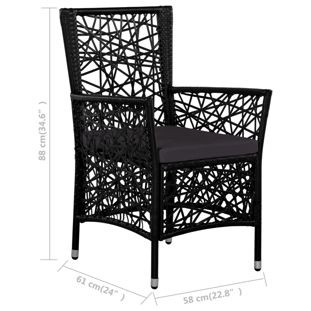 Set da Pranzo da Giardino 5 pz in Polyrattan Nero | homemem39