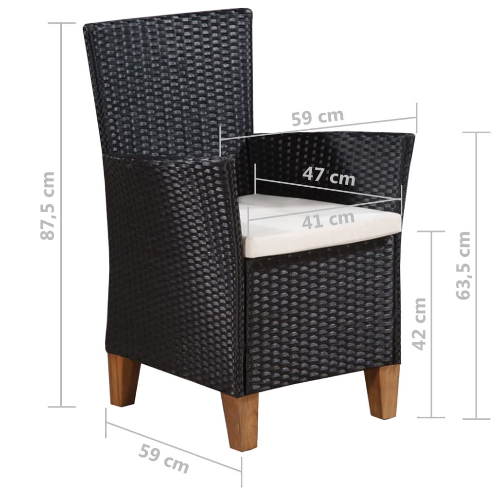 Set da Pranzo da Giardino 9 pz in Polyrattan Nero e Marrone | homemem39